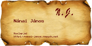 Nánai János névjegykártya